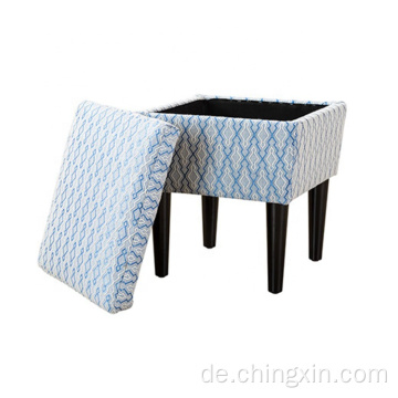 Blauer Freizeit-Stoffhocker-Osman-Wohnzimmer-Set